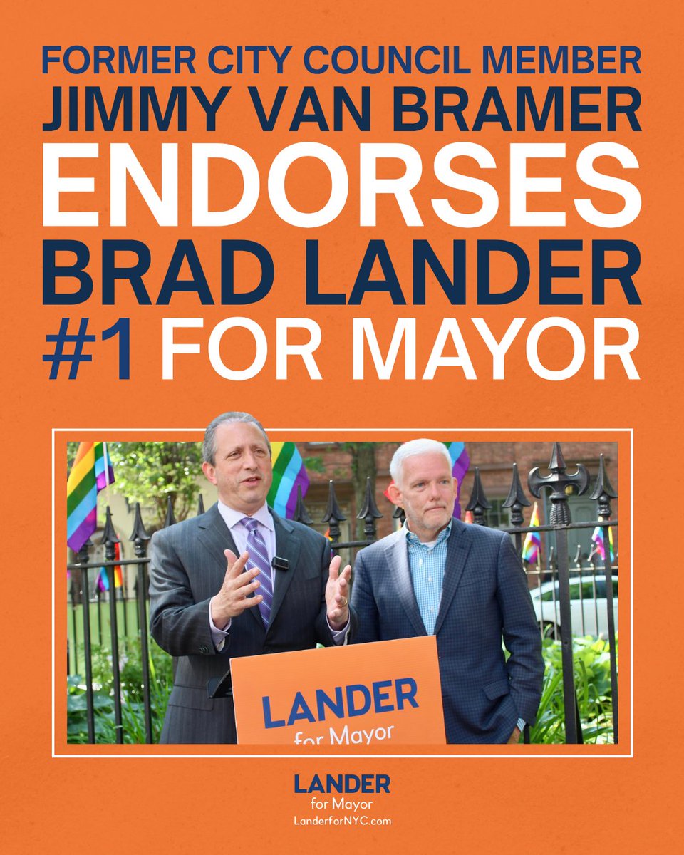 bradlander.bsky.social (@bradlander) on Twitter photo For years, I fought alongside <a href="/JimmyVanBramer/">Jimmy Van Bramer</a> on the City Council to support LGBTQ+ New Yorkers and make our City a safe place for all.
Iām honored to be his #1 choice for Mayor! For years, I fought alongside <a href="/JimmyVanBramer/">Jimmy Van Bramer</a> on the City Council to support LGBTQ+ New Yorkers and make our City a safe place for all.
Iām honored to be his #1 choice for Mayor!