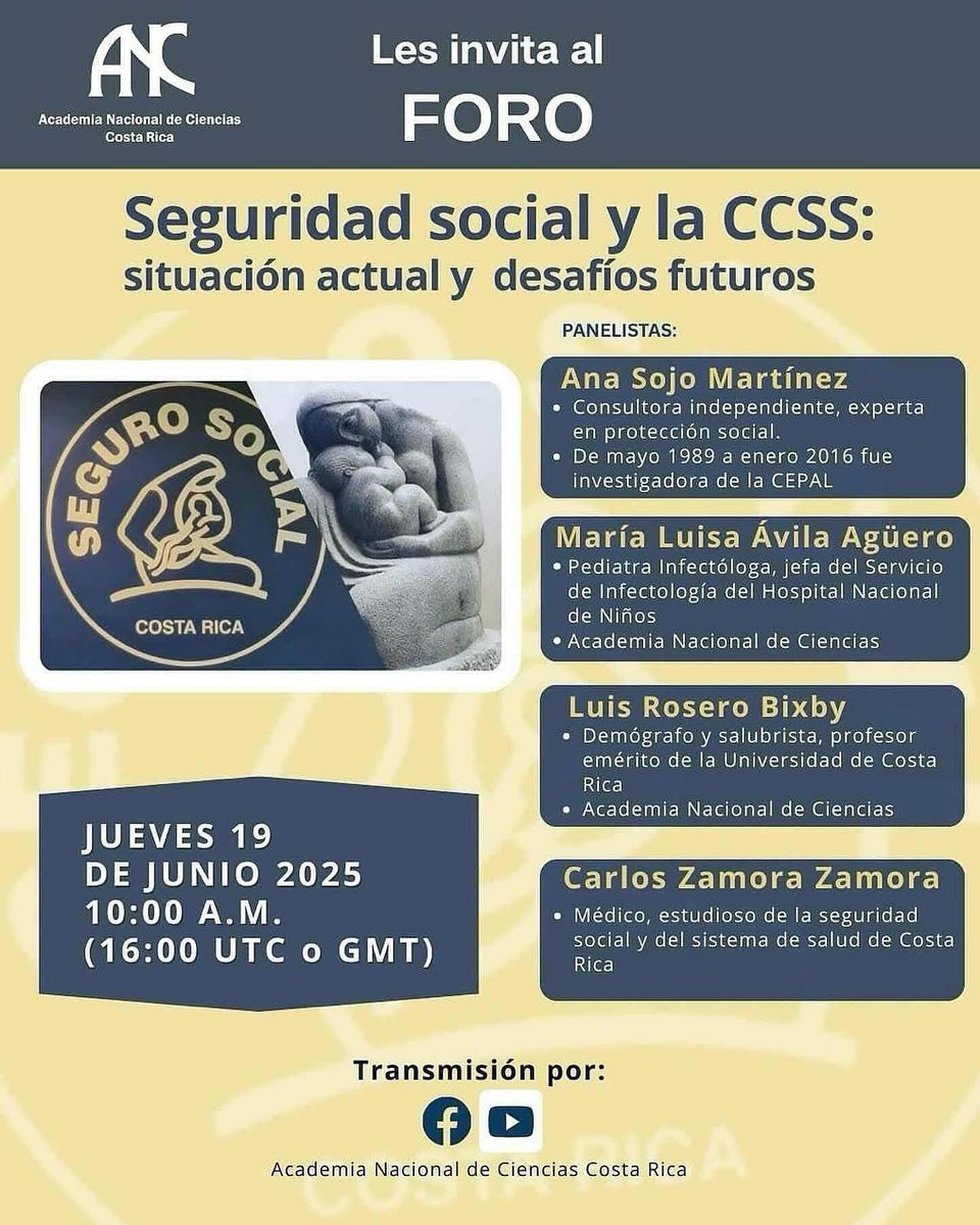 ANC Costa Rica (@anc_cr) on Twitter photo 📢 Les recordamos el Foro de día de mañana‼️
La Comisión de Salud Global de la <a href="/ANC_CR/">ANC Costa Rica</a> les extiende una cordial invitación para que nos acompañen en el foro organizado por la ANC titulado “Seguridad social y la CCSS: situación actual y desafíos futuros”.
youtube.com/@academianacio… 📢 Les recordamos el Foro de día de mañana‼️
La Comisión de Salud Global de la <a href="/ANC_CR/">ANC Costa Rica</a> les extiende una cordial invitación para que nos acompañen en el foro organizado por la ANC titulado “Seguridad social y la CCSS: situación actual y desafíos futuros”.
youtube.com/@academianacio…