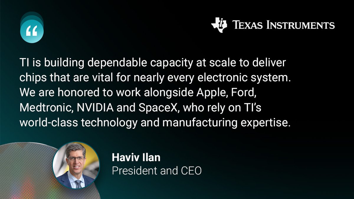 TXInstruments's tweet image. We are expanding our U.S. manufacturing capacity to meet the demand for semiconductors needed to advance innovations from vehicles to smartphones to data centers and beyond. See how we’re building the foundation for what’s next: ms.spr.ly/6017SQijB