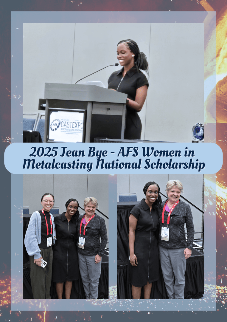 FEF_INC's tweet image. 🎉 Congratulations to Gaylan Beasley of Georgia Southern University, the 2025 Jean Bye – AFS Women in Metalcasting Scholarship winner! 🏆 She was honored during the Women in Metalcasting (WIM) Dinner at the 2025 AFS CastExpo. 👏