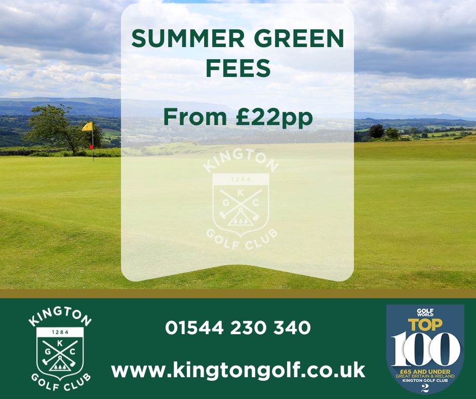 Summer Golf
Why not come and play a round of golf on our top-rated course. 

We are always welcoming both old and new visiting players, societies and members. 

Book online at buff.ly/pCOCZz4 

Contact the Pro Shop on 01544 230340#1 or pro@kingtongolf.co.uk

#kingtongolf