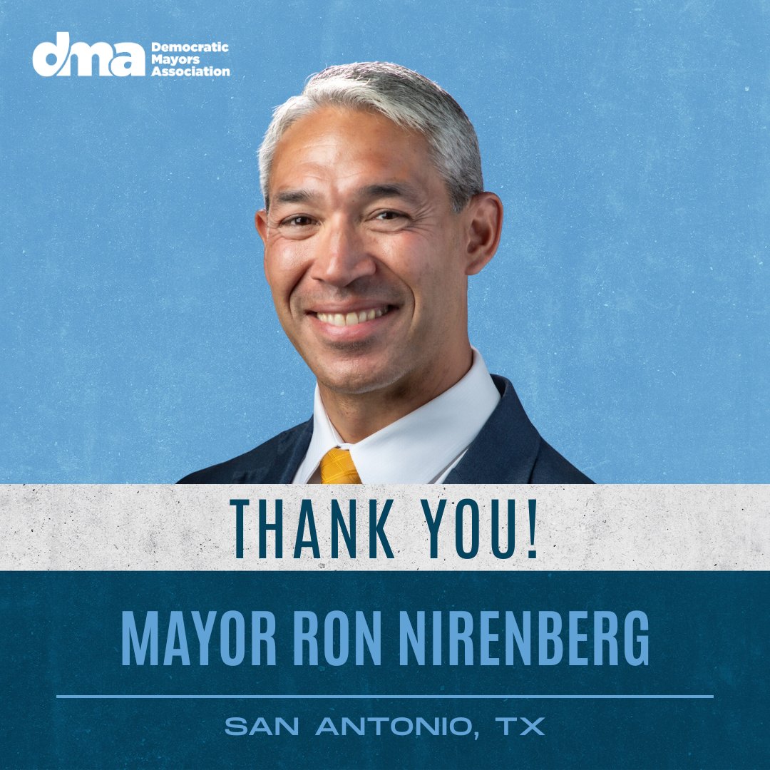 Democratic Mayors (@demmayors) on Twitter photo We're grateful to Mayor <a href="/Ron_Nirenberg/">Ron Nirenberg</a> for his steadfast leadership in San Antonio and dedicated service on the Democratic Mayors Board. Wishing you all the best in your next chapter! We're grateful to Mayor <a href="/Ron_Nirenberg/">Ron Nirenberg</a> for his steadfast leadership in San Antonio and dedicated service on the Democratic Mayors Board. Wishing you all the best in your next chapter!