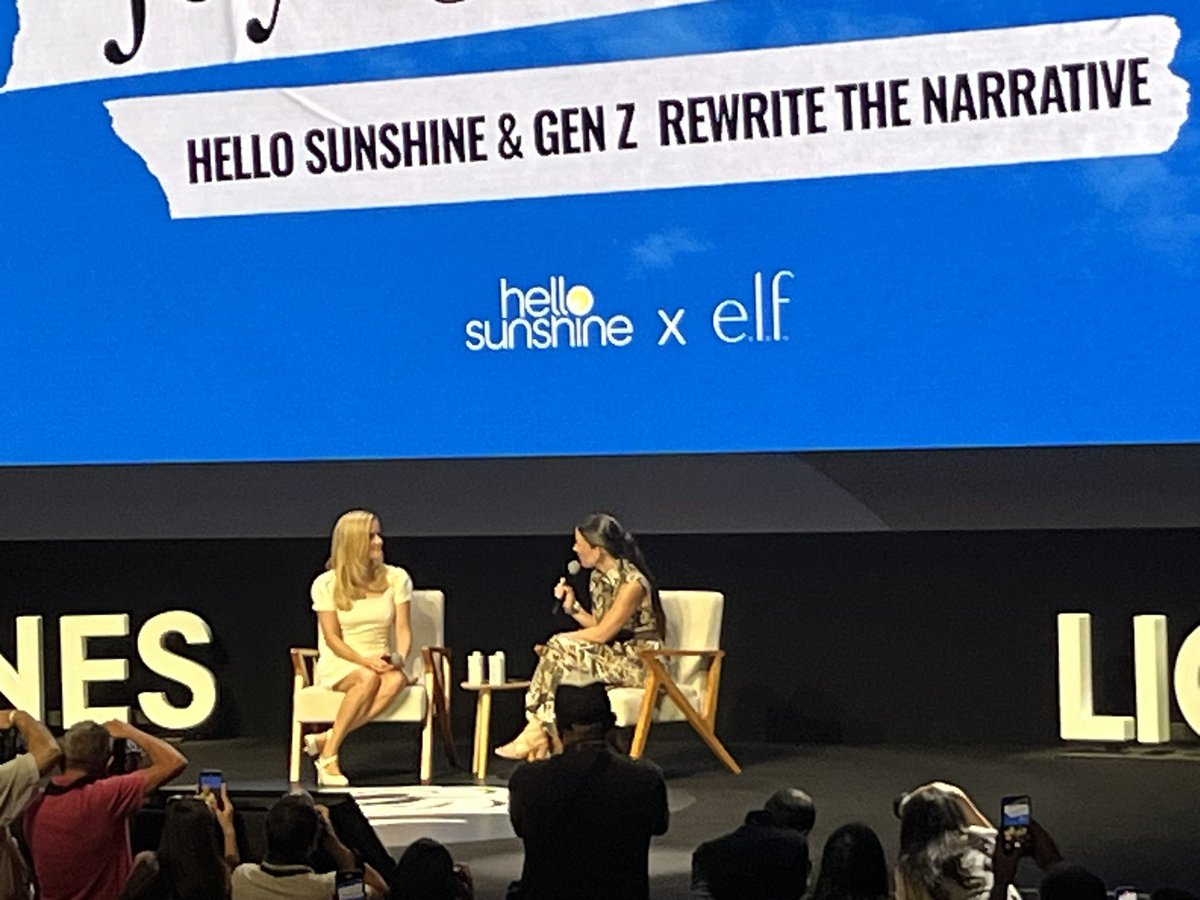 meerasc's tweet photo. Joy is Rebellion: Hello Sunshine and Gen Z Rewrite the Narrative - a packed house to hear @ReeseW Reese Witherspoon talk through the progression of her career, her goals for Hello Sunshine and her Gen Z focus with the launch of Sunnie @Cannes_Lions #CannesLions2025 https://t.co/B85wvxJ2Ls