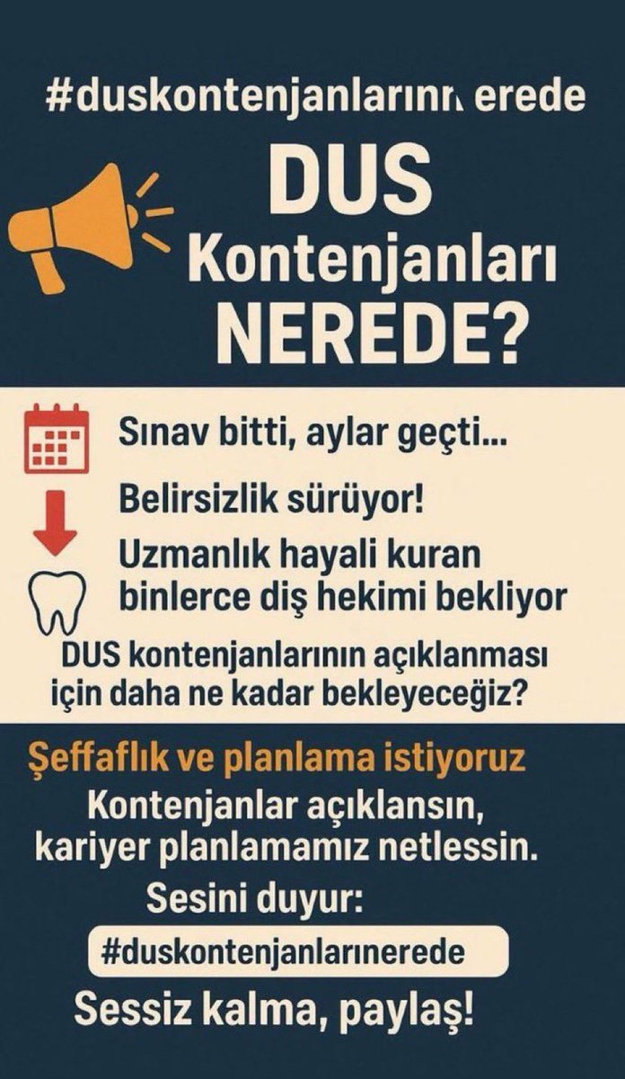 Diş hekimlerimizin taleplerinin yanındayız. #duskontenjanlarinerede