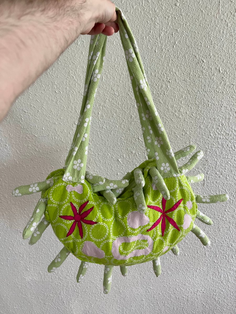 my amoeba bag. made from fabric i got at the bins and sewed by hand🦠🦠🦠🦠🦠🦠🦠🦠🦠🦠