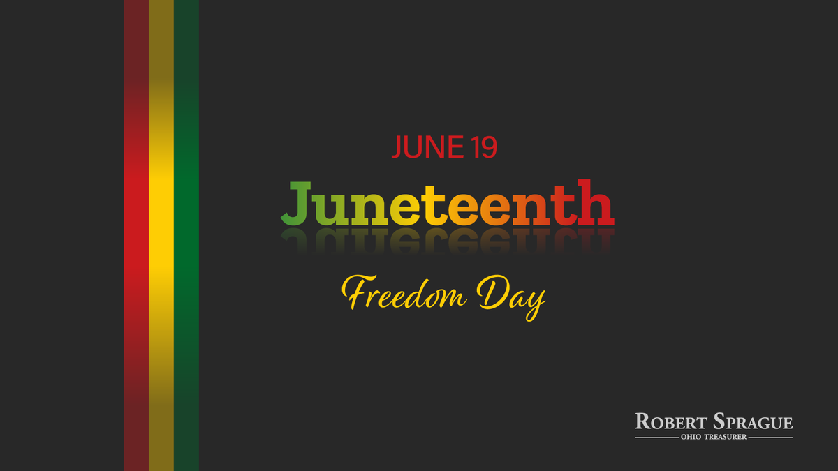 OhioTreasurer's tweet image. Today, we celebrate #Juneteenth, a pivotal moment in American history that commemorates the end of slavery in the United States.
To explore the history and significance of this important day, visit: ohiohistory.org/a-history-of-j…
