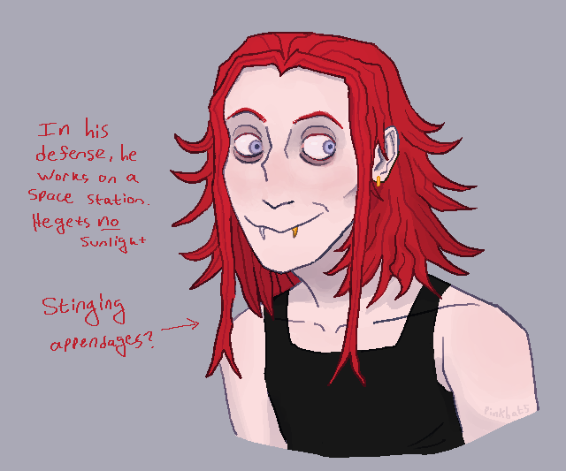 I wanted to do full colour drawings of them.
Holds gets to be wrinkly because a lot of big lizards are like that. Dave can get his eyesockets even darker than this if he wears eye makeup