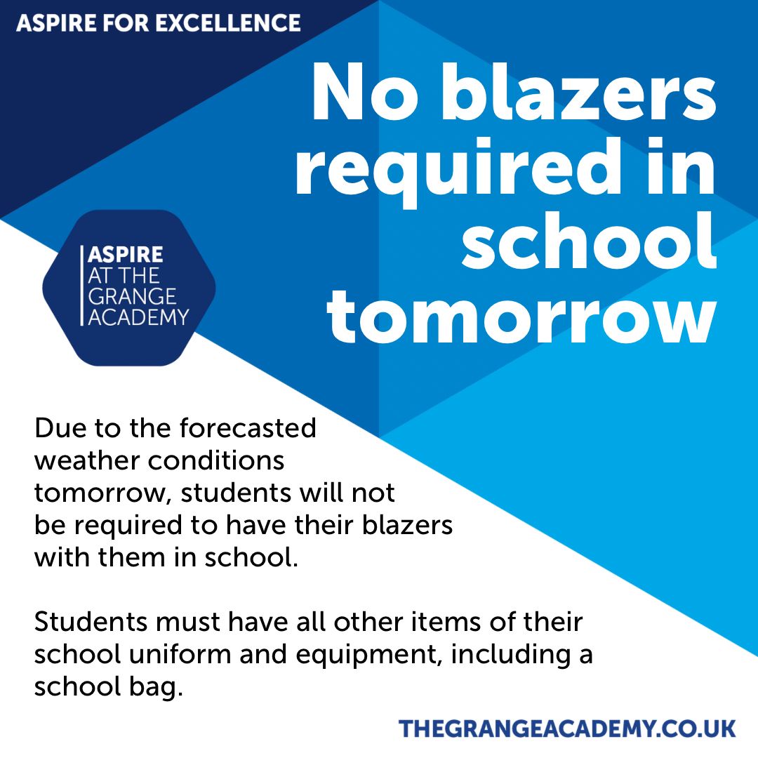 We will update parents/carers on a daily basis regarding blazers due to the current weather conditions. #blazers #uniform