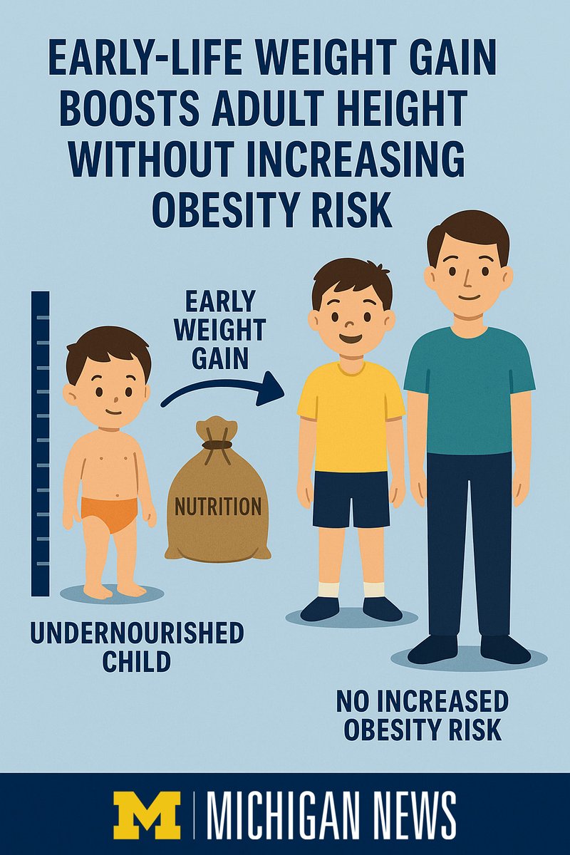 Early-life weight gain boosts adult height without increasing obesity risk

In children with undernutrition, increasing weight in a child’s first decade of life can lead to significantly taller adults—with no increase in the risk of obesity or high blood pressure later in life,
