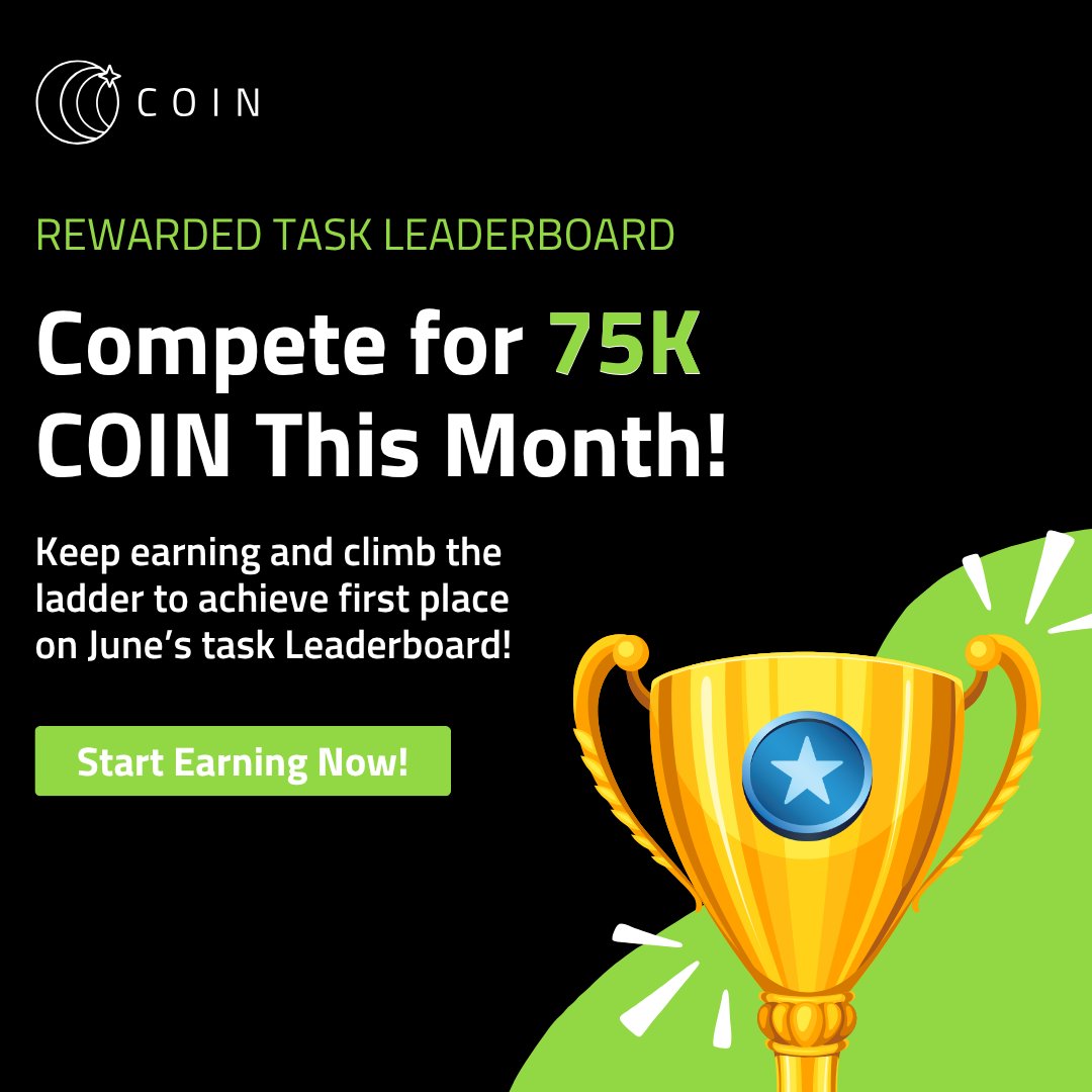 coin_with_us's tweet image. 🚨 75,000 COIN is up for grabs this month… and 1,000,000 COIN for the top Tasker of the year! 🤯
Every COIN you earn from Rewarded Tasks helps you climb the ranks. There’s still time to make your mark! 💪
🔗 Start earning now - my.coinapp.co/applink/reward…