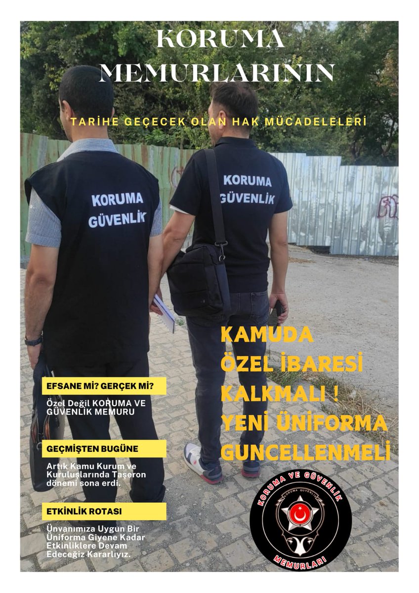 Kamuda görev yapan memur statüsündeki koruma ve güvenlik personelleri olarak üniformalarımızdan “özel” ibaresinin kaldırılmasını talep ediyoruz.
Unvanımız neyse üniformamızda da o yazmalı: Koruma Güvenlik.
#kamudakorumagüvenlik <a href="/MemurSenKonf/">Memur-Sen</a> <a href="/TurkiyeKamusen/">Türkiye Kamu-sen</a> <a href="/SKonfederasyonu/">ŞEHİT GAZİ - SEN - KONFEDERASYONU</a>