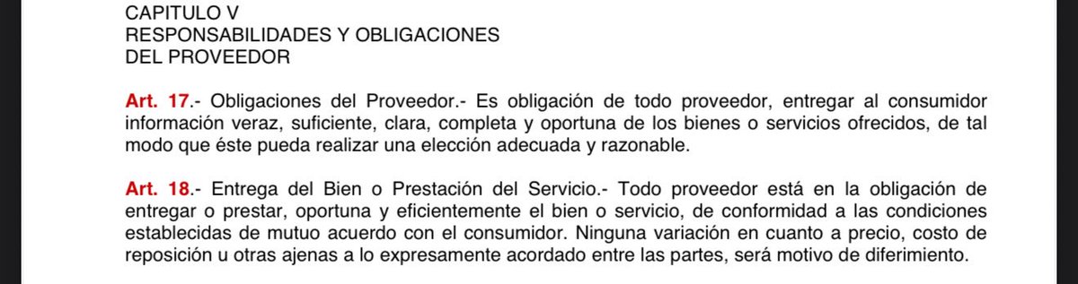 michaeljemr's tweet photo. @Esteban1138 @zapping_ecu Favor , respeten las leyes: “Ley orgánica de defensa al consumidor.” Se la presento en específico. https://t.co/kecGeR45Xy