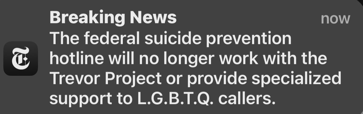 This is beyond cruel, especially for young folks who are going through it. Cutting off LGBTQ+ youth from specialized suicide prevention help is a death sentence disguised as bureaucracy.

Shame on every official who signed off on this. You’re not protecting children, you’re