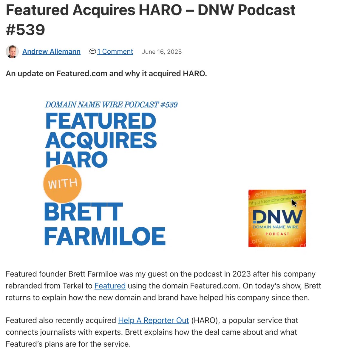 The poor HARO brand has been passed around more times than I can count... on to the next one...