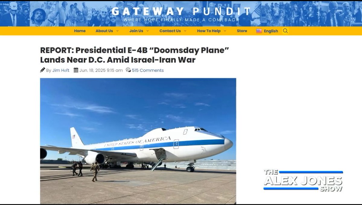 FrederickReddie's tweet photo. https://t.co/JTRoL0AKfx
Major #PreparednessAlert đ˘ | Doomsday Plane(s) âď¸ Now on 24-Hour Alert | #Iran #Israel War | Nuclear Bomb / Fallout Preparedness
The U.S. military has activated its E-4B âDoomsday Planeâ for the #IsraelIranConflict continuous operationsâready for nuclear command and national emergency response. Theyâre preparing.
The question is: Are you?
To all Christian men: Iâve been warning â ď¸ you. This is not complicated. The Word commands you to be prudentânot simple.
âGo to the ant⌠consider her ways, and be wise.â â Proverbs 6:6
âThe prudent sees danger and hides himselfâŚâ â Proverbs 22:3
You are called to be a Watchman. And faith without works is dead (James 2:17).
So how prepared are you for nuclear falloutâspiritually, practically, and physically?
The signs are clear. Donât sleep through the storm. Get ready.
#BePRIMED #StayVigilant #Security2025