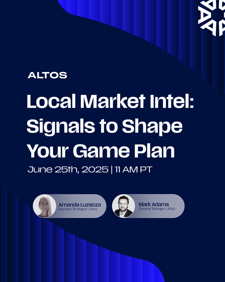 Join us next week for a 30-minute deep dive into local inventory, pricing &amp; demand trends.

Walk away with a game plan for summer. 

Save your spot 👉 na2.hubs.ly/y0lh5j0

#altosintel