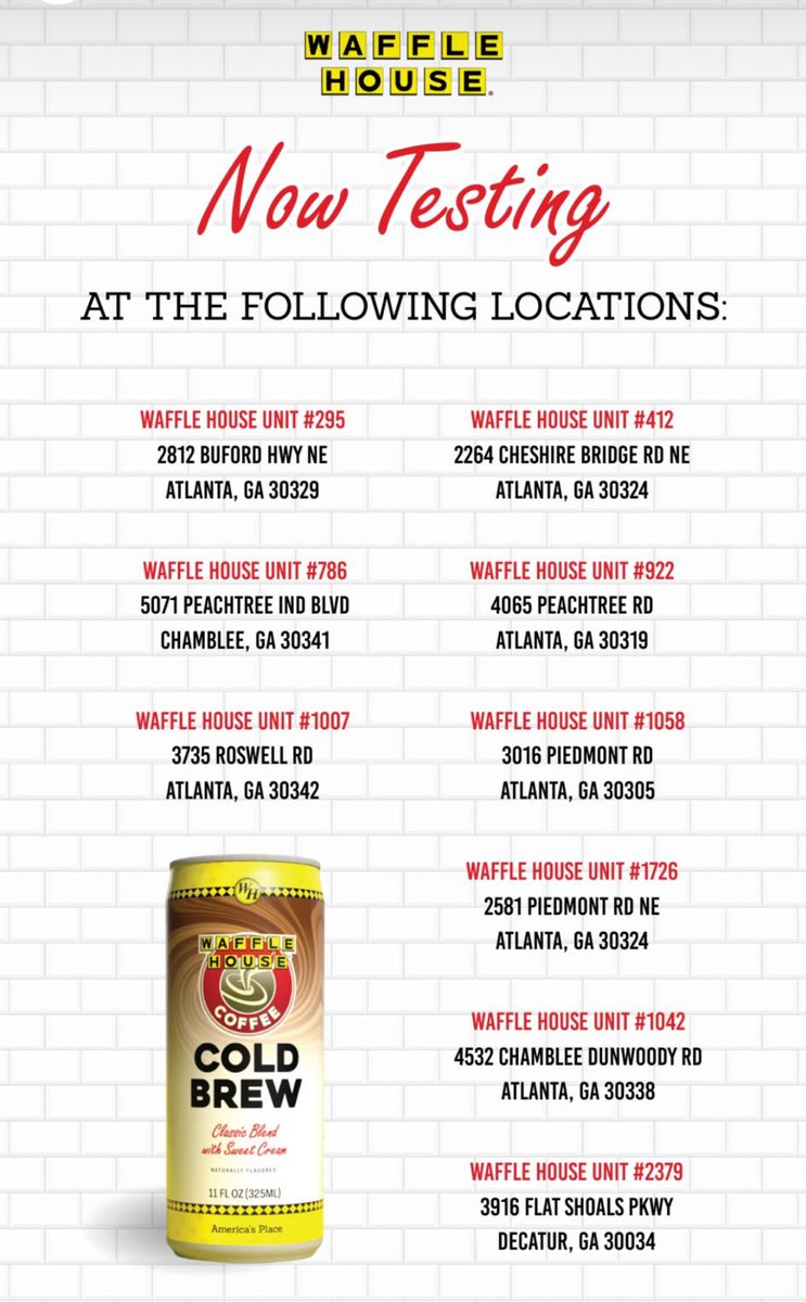 GAFollowers's tweet image. Waffle House is testing a new canned cold brew. 👀👀👀☕️