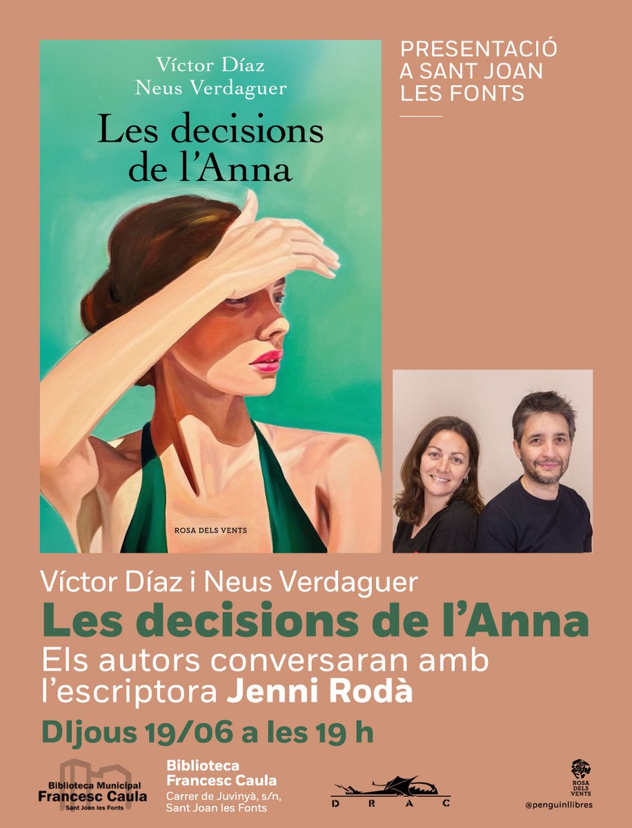DEMÀ DIJOUS

📖 LES DECISIONS DE L'ANNA
👥 Neus Verdaguer i Víctor Díaz amb Jenni Rodà
📍Biblioteca Francesc Caula de Sant Joan Les Fonts
⏰ 19 h