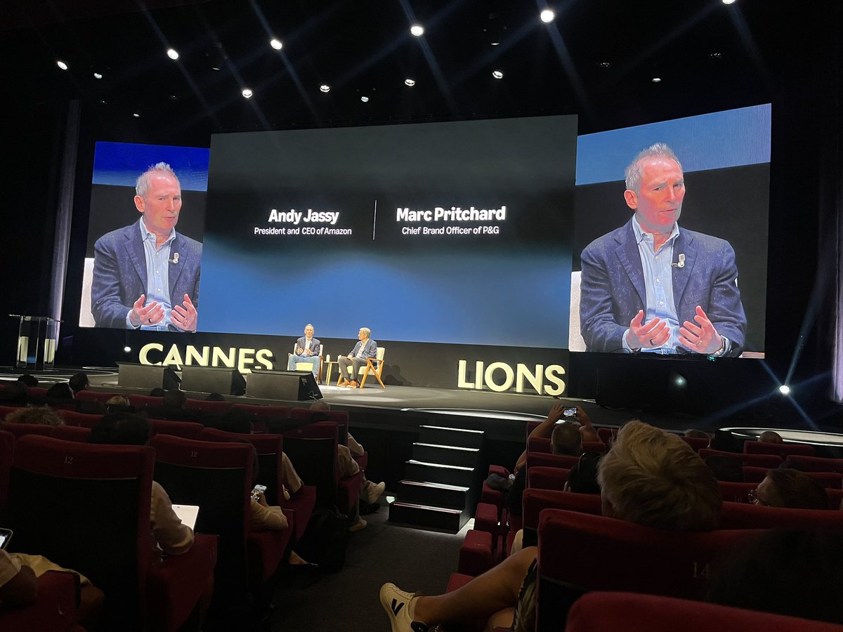 meerasc's tweet photo. Media Person of the Year Andy Jassy on Amazon’s  Culture of “Why?” A bounty of leadership gems; don’t play not to lose; have a high Why Quotient; make moving fast an intentional decision; be scrappy; ask which problem needs solving; keep learning @Cannes_Lions #CannesLions2025 https://t.co/8l9adN81VW