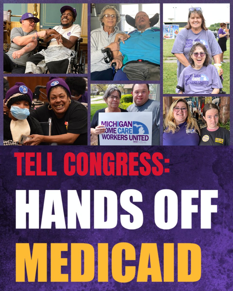 MIHCWUnited's tweet image. Right now, politicians are moving to gut our healthcare. If they succeed, the damage will be massive, immediate and deadly for millions of people.
Send a message to Congress to share what Medicaid cuts will mean for your family: act.seiu.org/a/medicaid-dea…
