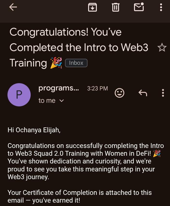 Ochi ๐๐ (@ochi903) on Twitter photo From not knowing what Web3 was
To completing this Women in DeFi training.
Iโve learned a lot and Iโm just getting started.
This certificate reminds me I belong in tech.
Thanks to <a href="/womenindefi_org/">WomenInDeFi.eth</a> and <a href="/thesarahidahosa/">SAYRAAH #WID ๐๐๐</a> for the chance to learn and growโจ๐ฉต From not knowing what Web3 was
To completing this Women in DeFi training.
Iโve learned a lot and Iโm just getting started.
This certificate reminds me I belong in tech.
Thanks to <a href="/womenindefi_org/">WomenInDeFi.eth</a> and <a href="/thesarahidahosa/">SAYRAAH #WID ๐๐๐</a> for the chance to learn and growโจ๐ฉต
