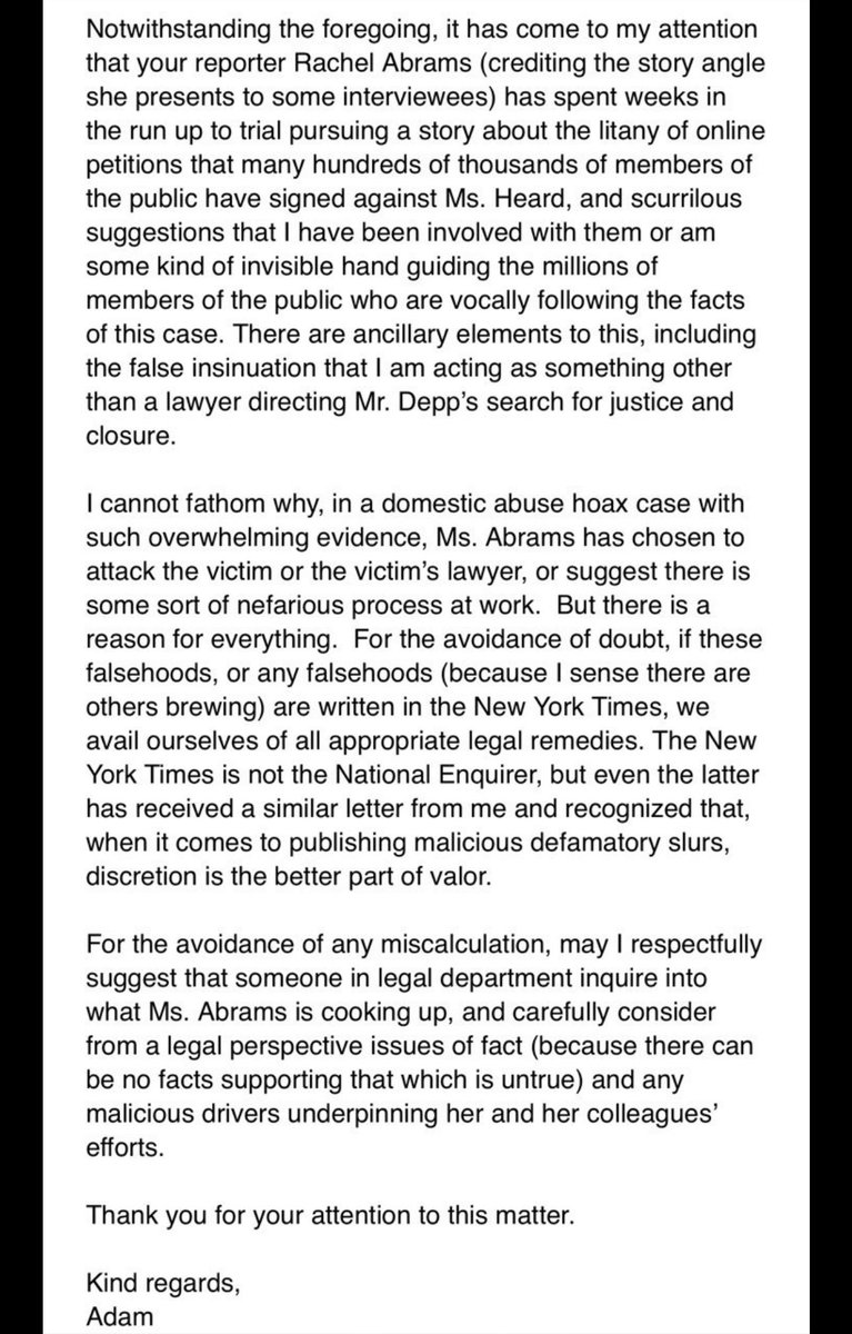 adam_waldman's tweet image. NYT “Rachel Abrams did investigate the bot army”
In reality, she hounded online journalists, assembled a handful of national security writers at the NYT to investigate me, and refused to transparently ask me her interview questions on twitter
I wrote the NYT general counsel…