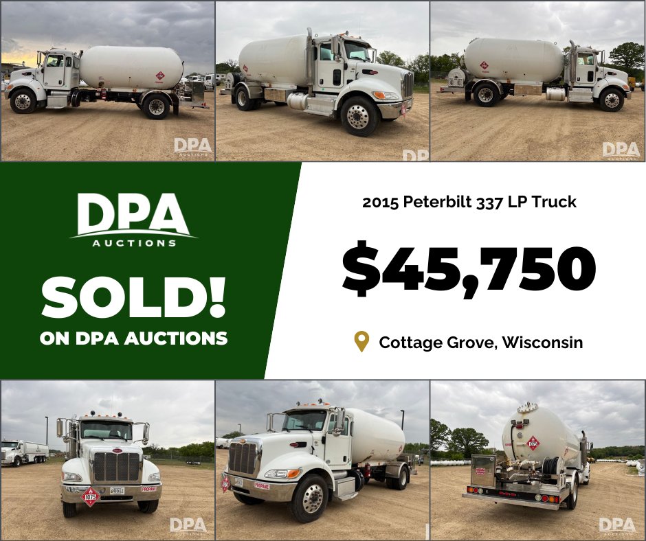 Straight off the June 17th Auction 👇

This 2015 Peterbilt 337 LP Truck flew off the auction block!

📍 Cottage Grove, WI
💲 $45,750

Start selling with DPA today
dpaauctions.com/sell/

Why sell with DPA?
🛎️ Full Service
🏷️ Affordable Commissions 
📱 Enhanced Marketing