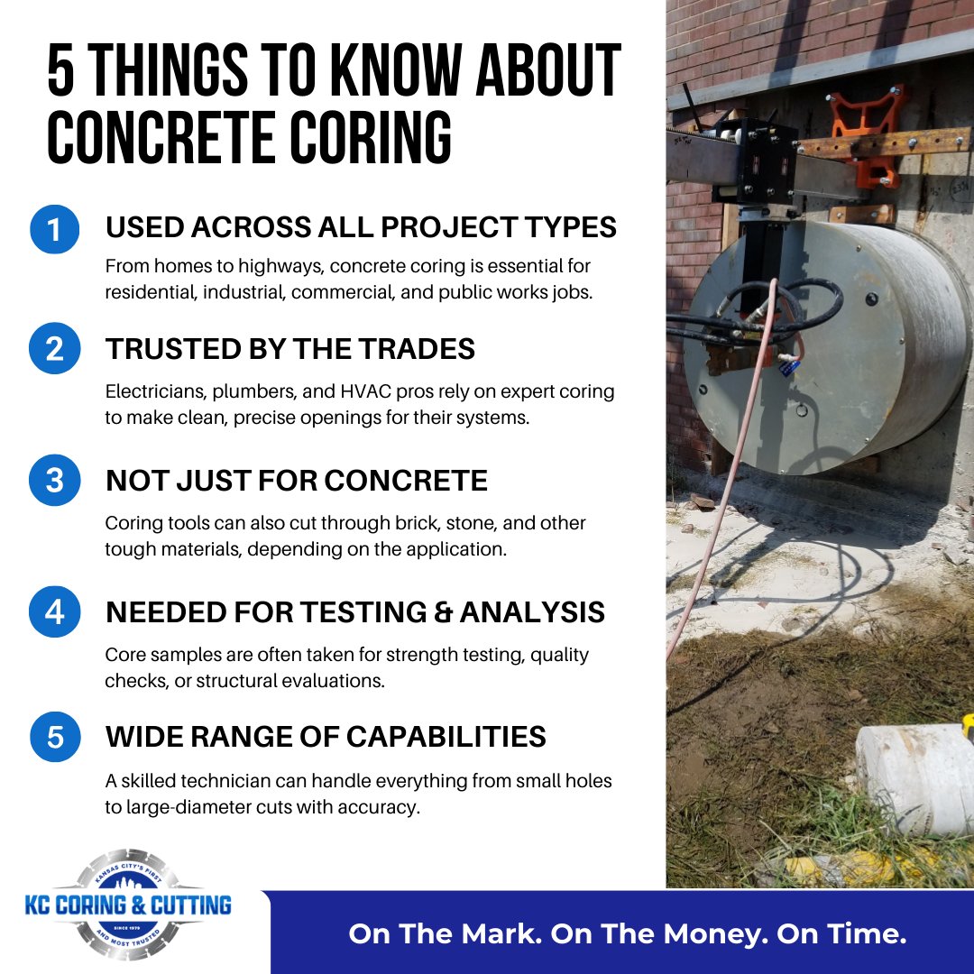 CoringKc's tweet image. Precision core drilling services customized for you! Commercial, residential, or industrial – we provide superior solutions to meet your demands. 🏗️🔧 #ExpertSolutions #CoreDrilling #KCCoring #KansasCity #ConstructionServices