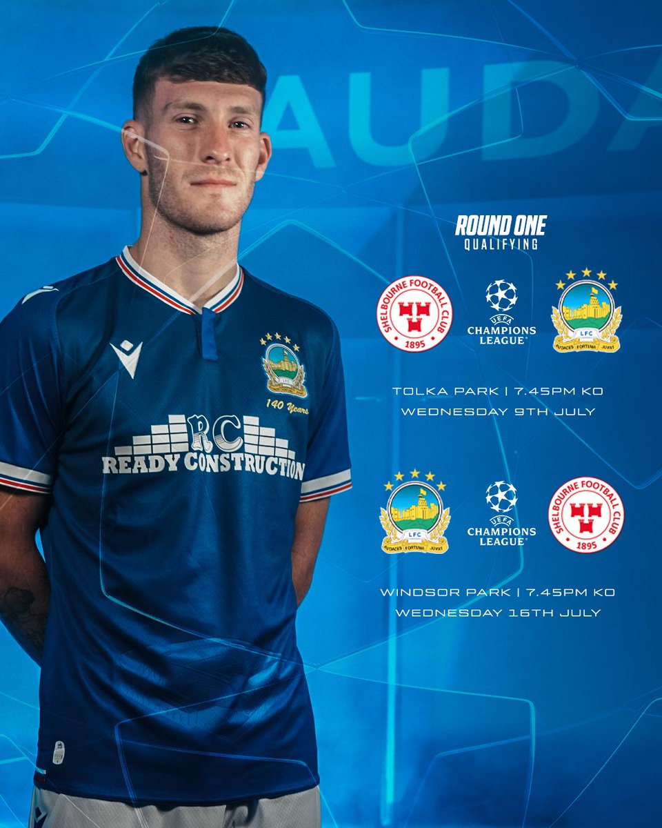 𝘾𝙊𝙉𝙁𝙄𝙍𝙈𝙀𝘿 ✅ 

Fixture details have now been agreed with UEFA for our upcoming Champions League ties with Shelbourne FC.

Shelbourne v Linfield
Tolka Park | 7.45pm KO
Wednesday 9th July

Linfield v Shelbourne
Windsor Park | 7.45pm KO
Wednesday 16th July

🎟️ Ticketing