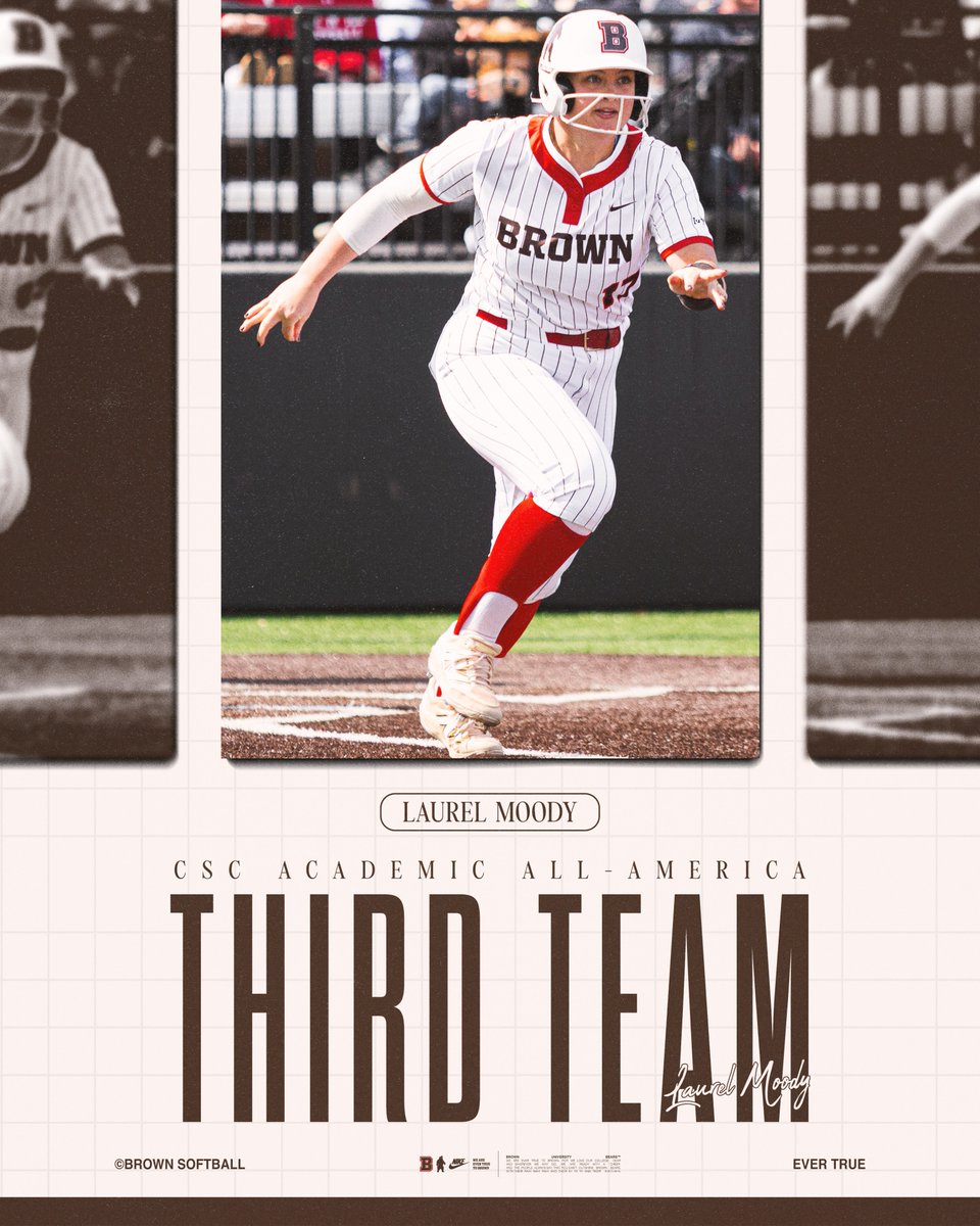 BrownU_Softball's tweet image. ALL-AMERICA! 🇺🇸
Laurel Moody Named a Third Team Academic All-American
📰- tinyurl.com/29dexgut
#EverTrue