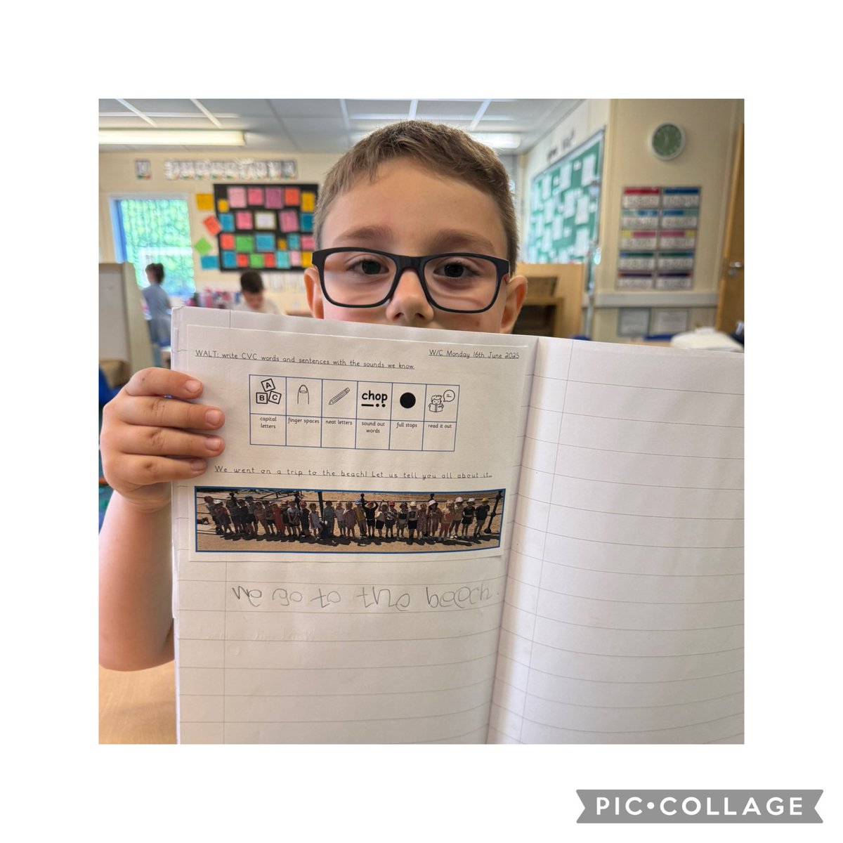 We’ve been writing sentences about the amazing beach trip we took on Monday. I’m super impressed with your writing skills Reception! 🏖️🌞 
<a href="/GrangeMissA/">GrangeMissA</a> <a href="/GrangeMrsMcG/">Mrs McGilloway</a> <a href="/GrangeMrsG/">Mrs Goodwin</a>