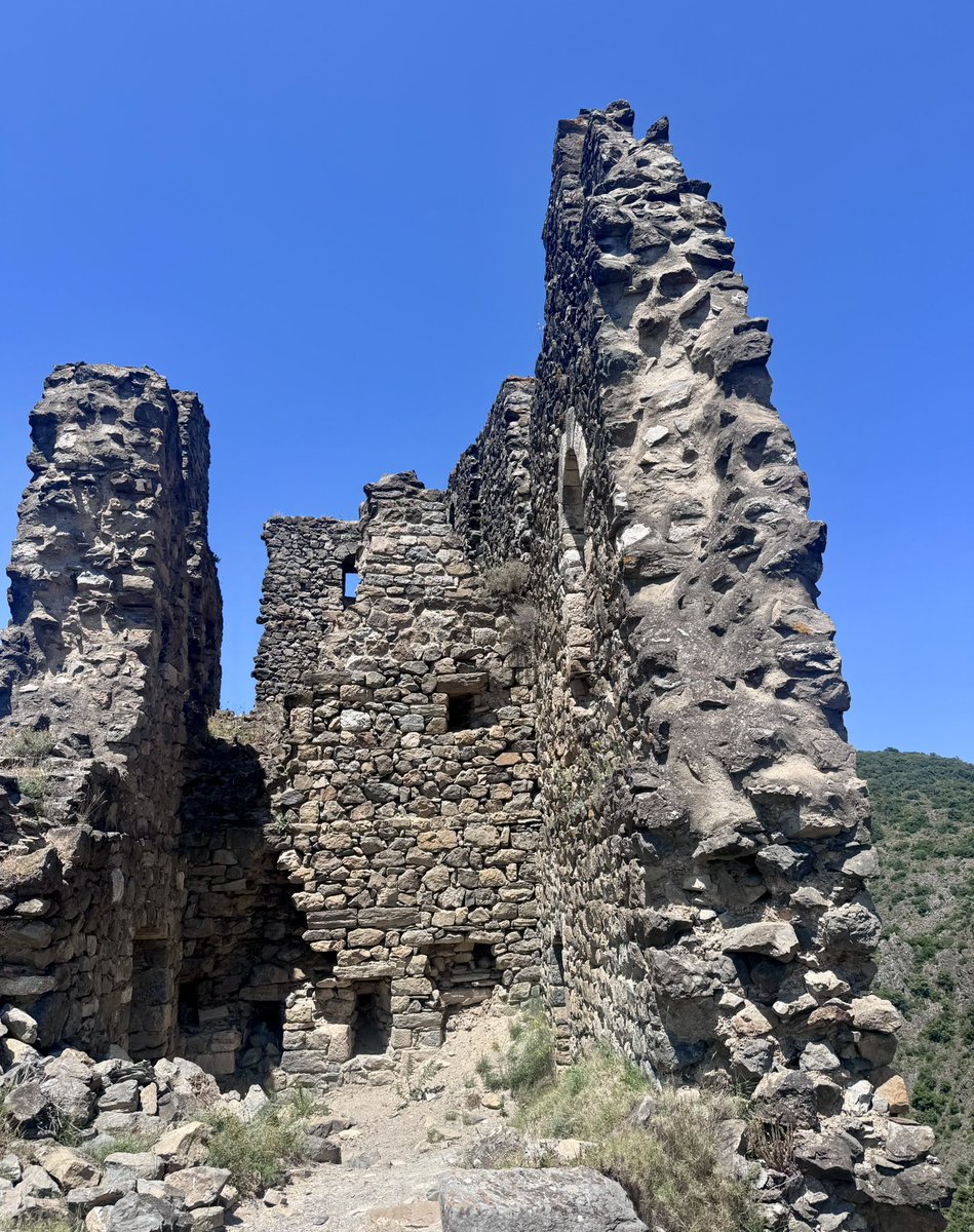 Learning about the Carthars - the restored castle in Carcosenne and the nearby series of four cattle ruins high on a hill near Lestours.