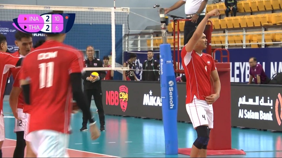 22 - 25
22 - 25
25 - 19
25 - 23
15 - 8

Indonesia 🇮🇩 3 - 2 🇹🇭 Thailand

MENANG, REVERSE SWEEP, DAN LOLOS KE QUARTER FINAL!!!
Awali laga dengan sulit, Indonesia akhirnya mampu tundukkan perlawanan Thailand! 
#avcnationscup