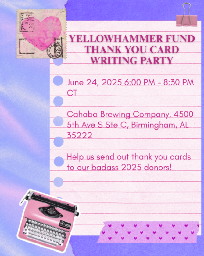 Abortion Should Be Free (@yellowfund) on Twitter photo Help us send out thank-you cards to our badass 2025 donors! This event is come-and-go and we'll take care of dinner and all non-alcoholic beverages for all volunteers. Help us send out thank-you cards to our badass 2025 donors! This event is come-and-go and we'll take care of dinner and all non-alcoholic beverages for all volunteers.