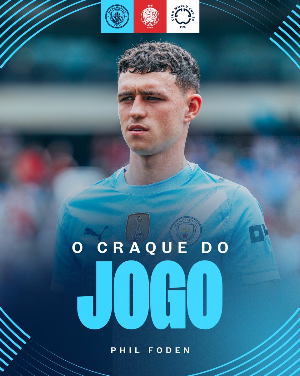 Um gol e uma assistência 💫

O craque do jogo é <a href="/PhilFoden/">Phil Foden</a> 🩵

@FIFACWC | 14/06 - 13/07 | Todos os jogos | Grátis | DAZN.com | #FIFACWC | #TakeItToTheWorld