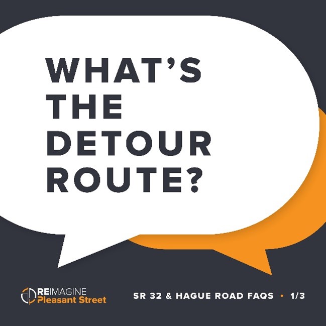 reimagineplsnt's tweet image. With Hague Road closed north of SR 32, we’ve received questions about the detour route. Here’s your answer.
