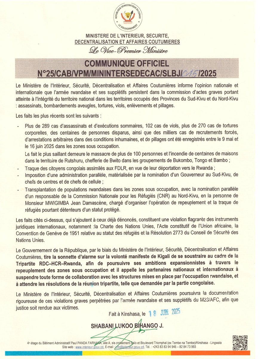 shabani_lukoo's tweet photo. Communiqué officiel https://t.co/6o1nTY2Zfw