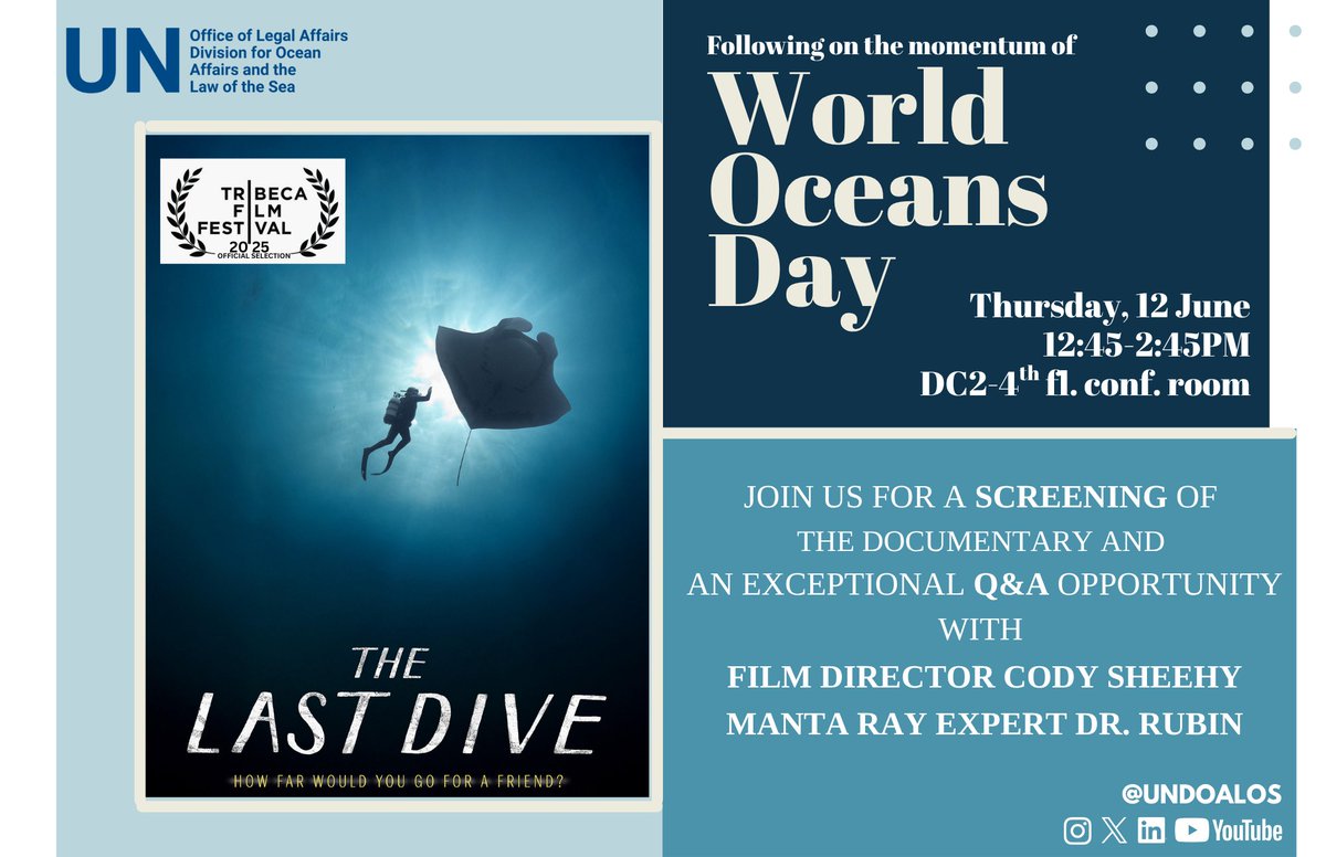 🌊 In celebration of #WorldOceansDay2025, DOALOS hosted a screening of The Last Dive—2025 winner of best cinematography <a href="/Tribeca/">Tribeca</a>—followed by a Q&amp;A with Director Cody Sheehy &amp; manta ray expert Dr. Bob Rubin. 🎬🐠

#WorldOceansDay #LastDive <a href="/nyaquarium/">New York Aquarium</a>