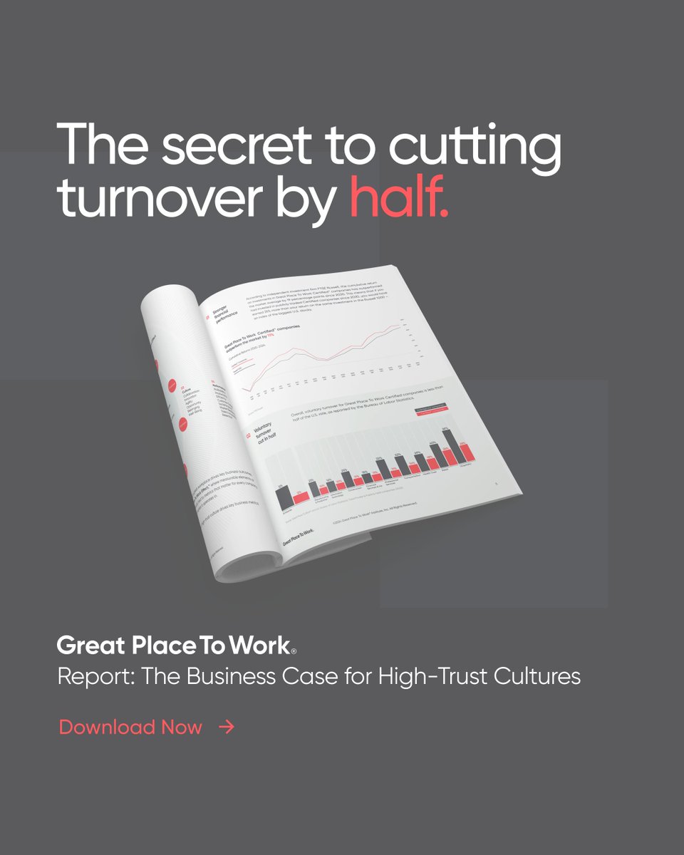 What’s the secret behind thriving companies? One word: Trust. Organizations with high-trust cultures don’t just retain talent — they outperform competitors across the board.  🔗 bit.ly/4ndgJig

#GreatPlaceToWork #TrustAtWork