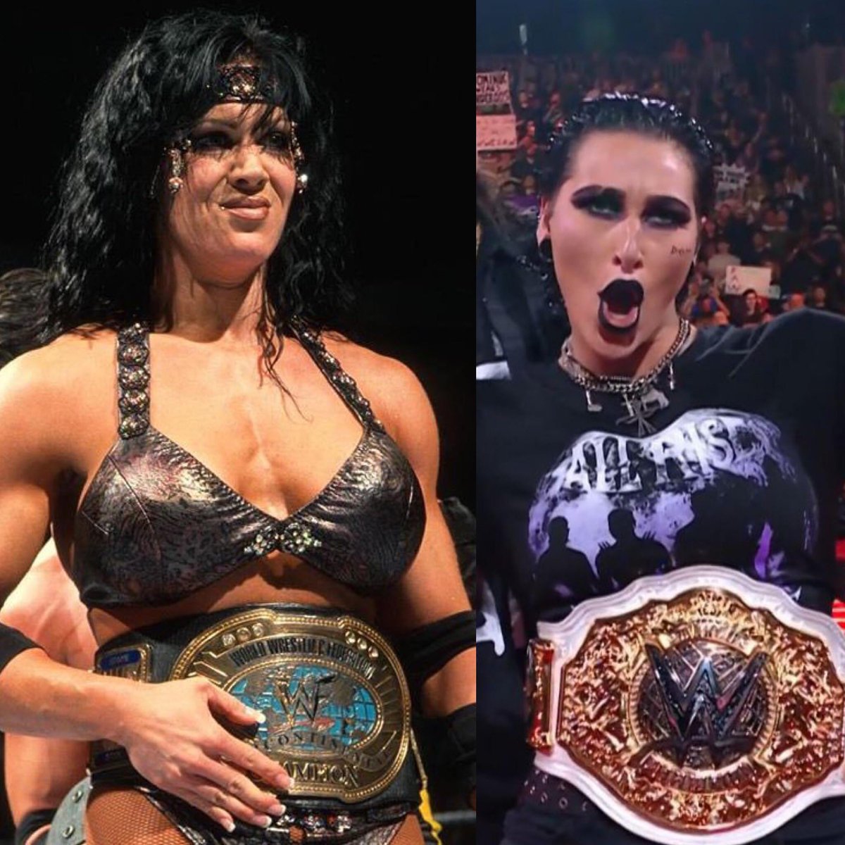 Iwc4Lyfe's tweet image. You know what. Rhea Ripley should win the IC title from Dominik Mysterio. Good homage to Chyna.