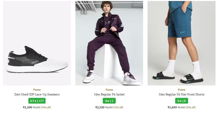 Upto 80% off on PUMA. 

Shoes : ajiio.in/VDoc6bW

Men’s : ajiio.in/U4PEsLU
Women’s : ajiio.in/pf1aaNS
Kid’s : ajiio.in/1G7az6I

+ Extra 15% AJIO Super Cash.