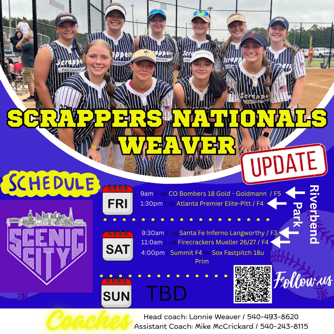‼️ Attention Coaches coming to <a href="/ConnectSports_/">Connect Sports</a> Scenic City. Scrappers had a field change! Here is our updated schedule! <a href="/AlisonHodges85/">Alison Hodges</a> <a href="/brookeweaver08/">Brooke Weaver</a> <a href="/Evie28VanLiew/">Evelyn Jane Van Liew</a> <a href="/Ciara20_/">Ciara Wright 2026</a> <a href="/MadysenMcC/">Madysen McCrickard</a> <a href="/kamiwright88/">Kami Wright 2026</a> <a href="/cundiff09/">millie_cundiff09</a> <a href="/Cheyenne2551/">Cheyenne</a> <a href="/memegutierrez19/">Maria Gutierrez</a> <a href="/ally_roberts07/">Ally Roberts 2026</a>