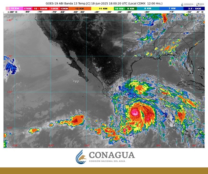 #AvisoMeteorológico
#Erick continuará intensificándose rápidamente frente a #Oaxaca y #Guerrero; ya es categoría 2 en la escala #SaffirSimpson.

Más información en:
 gob.mx/conagua/prensa…