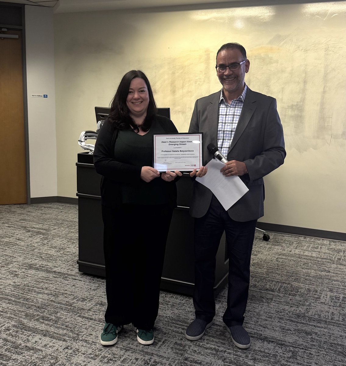 🎉Congrats to profs Lisa Farley (Graduate Teaching Award) &amp; Natalia Balyasnikova (Emerging Research Impact Award) for their outstanding contributions to research &amp; teaching in our Faculty! #EDresearch #YUresearch #GradEd #teaching