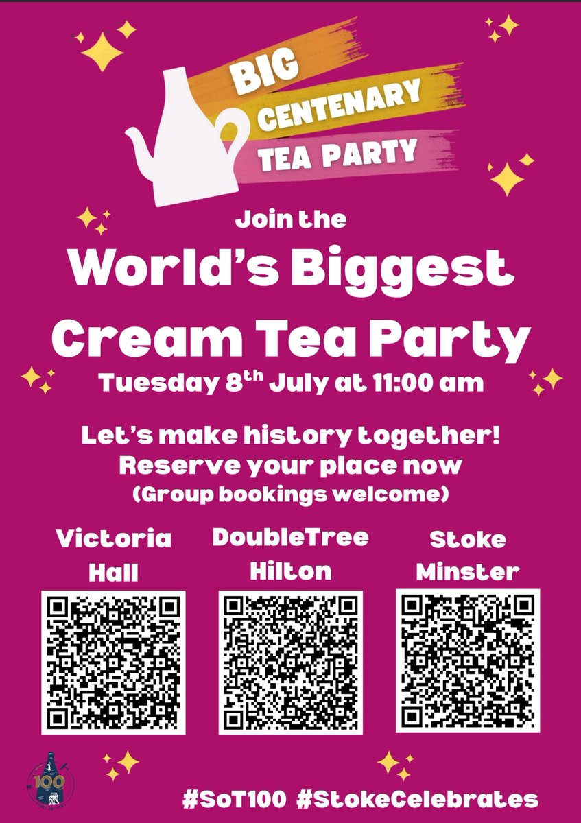 Did you know that as part of our cities centenary celebrations, we are hoping to achieve a world record for the World's Biggest Cream Tea Party Across Multiple Venues.

Want to be a part of this historic attempt, then register here: