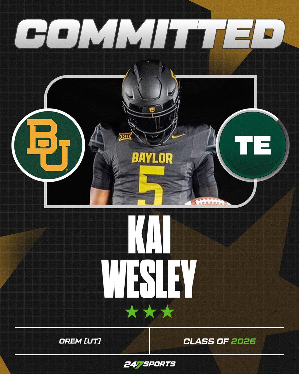 BREAKING: Orem (Utah) tight end Kai Wesley has announced his commitment to Baylor after taking an official visit to campus this week and discussed what made the Bears the pick  247sports.com/article/baylor…