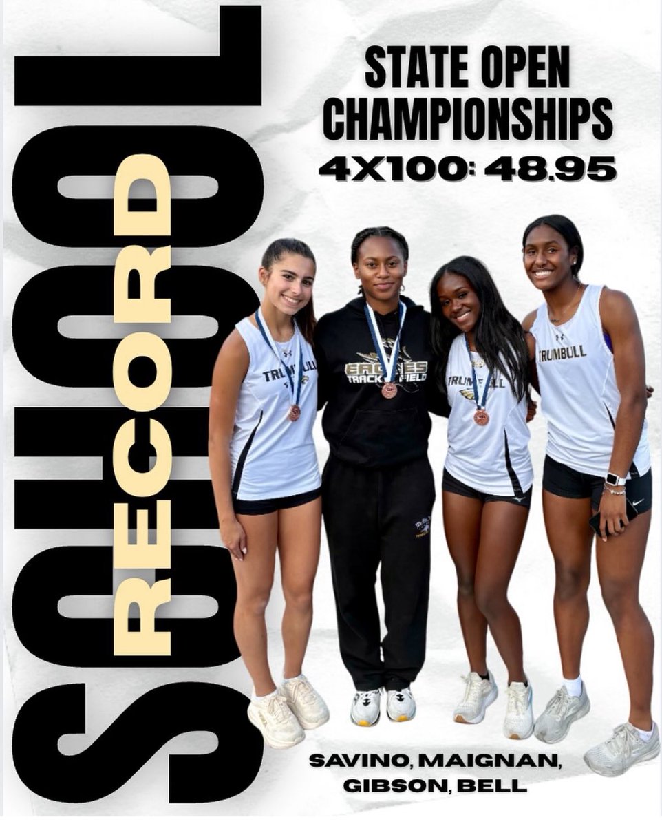 THEY’VE DONE IT AGAIN!!!

Congratulations to Alyssa Savino, Vanessa Maignan, Olivia Gibson, and McKenzyi Bell for breaking their own school record in the 4x100!

What a way to end the season!!!