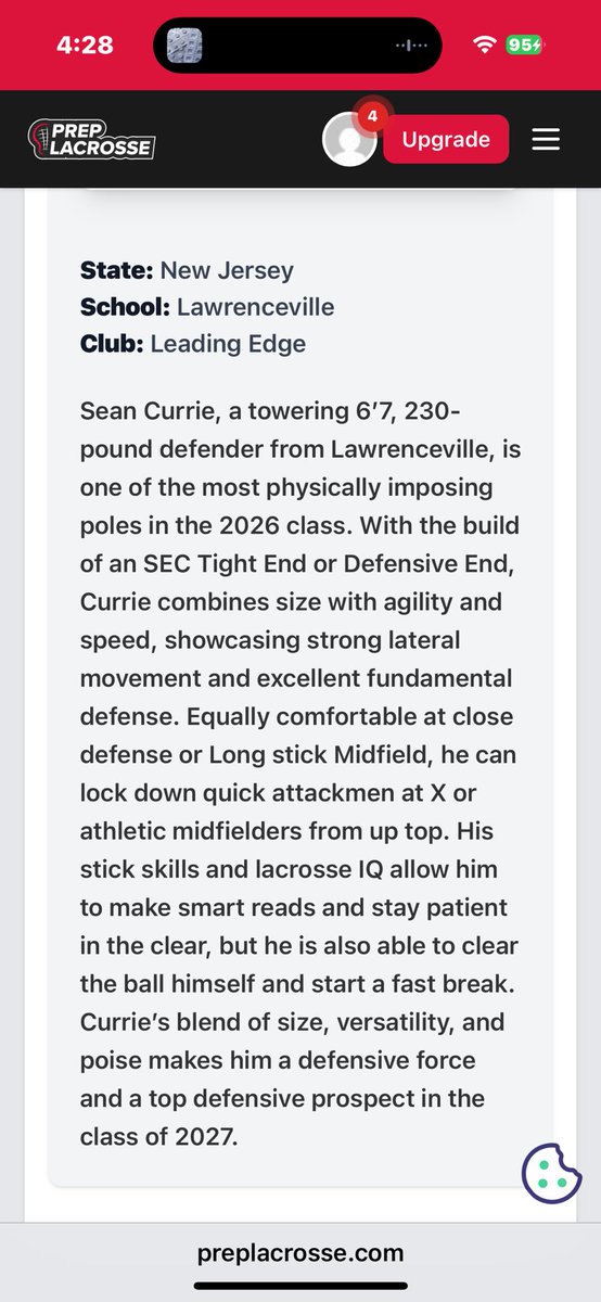 SeanCurrie's tweet image. Thank you @Prep_Lacrosse for recognizing me for being a standout lacrosse players at the 2025 Prime Time Summer Invitational.