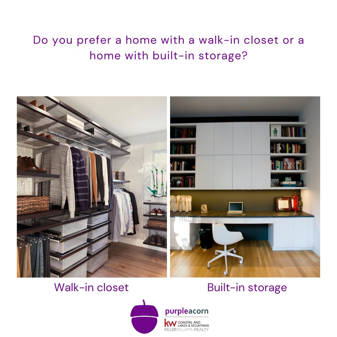 MarcusKatkin's tweet image. Closet goals: Which would you choose?
🧥 A walk-in wardrobe for that boutique feel 🗄️ Built-in storage to keep things sleek and tidy
Style vs. space—let the debate begin!
 #HomeGoals #WalkInCloset #BuiltInStorage #MarcusKatkin #PurpleAcorn #KWCoastalRealty