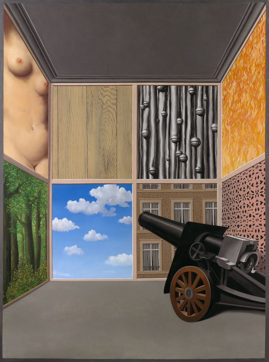 René Magritte (1898-1967) - On the Threshold of Liberty - 1937 - oil paint on canvas - 94" × 73" (238.8 × 185.4 cm) - Art Institute of Chicago